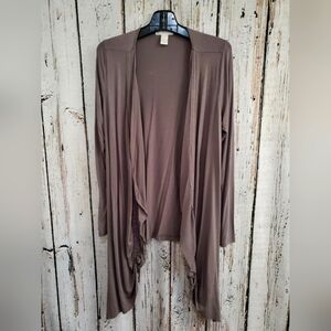 Kenar Women's Small Gray‎ Ruched Long Sleeve Open Front Cardigan Sweater EUC